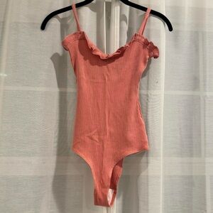 Reformation Ruffled Pink Bodysuit